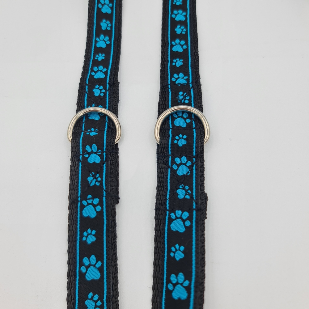 verstellbare Leine blau-schwarz mit Pfötchen